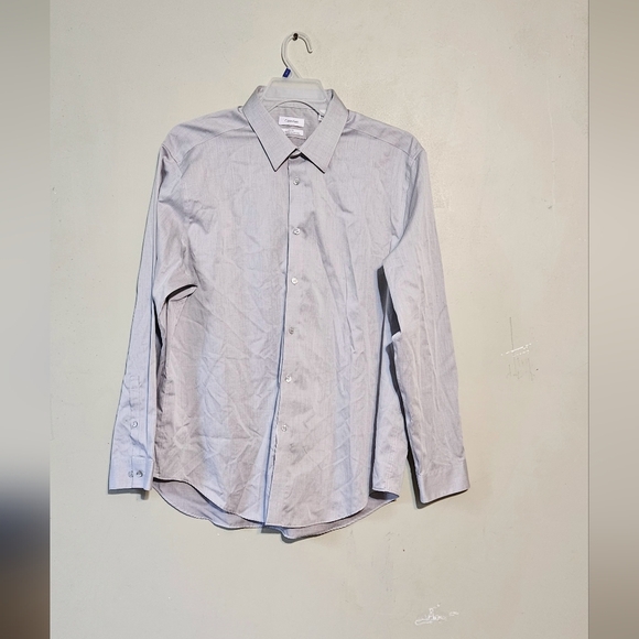💙🧡Mens Calvin Klein Dress Shirt Light Gray Slim Fit Size 18 (34/35)❤️💙 - Picture 1 of 7